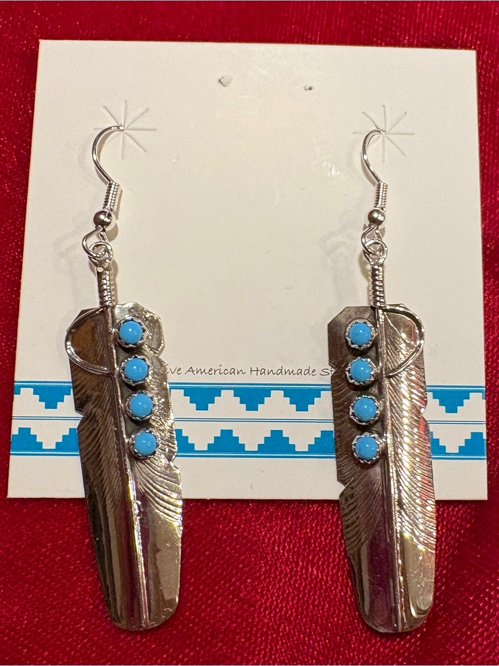 Native American Dangle Feather Earrings - Chester Charley